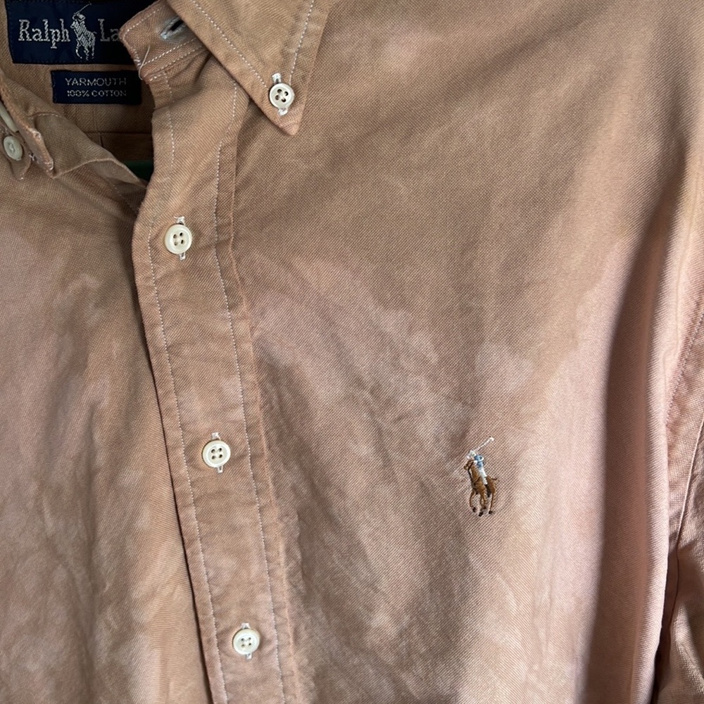 OAK Ralph Lauren shirt custom dye 16/35 Yarmouth cotton.  Terracotta
